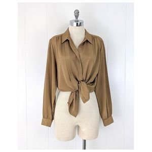 vintage 70's silky pleated blouse